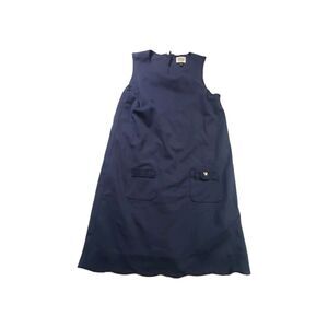 Armani Junior Girls Navy Blue Sleeveless Shift Dress Pocket Scallop Hem Size 12A